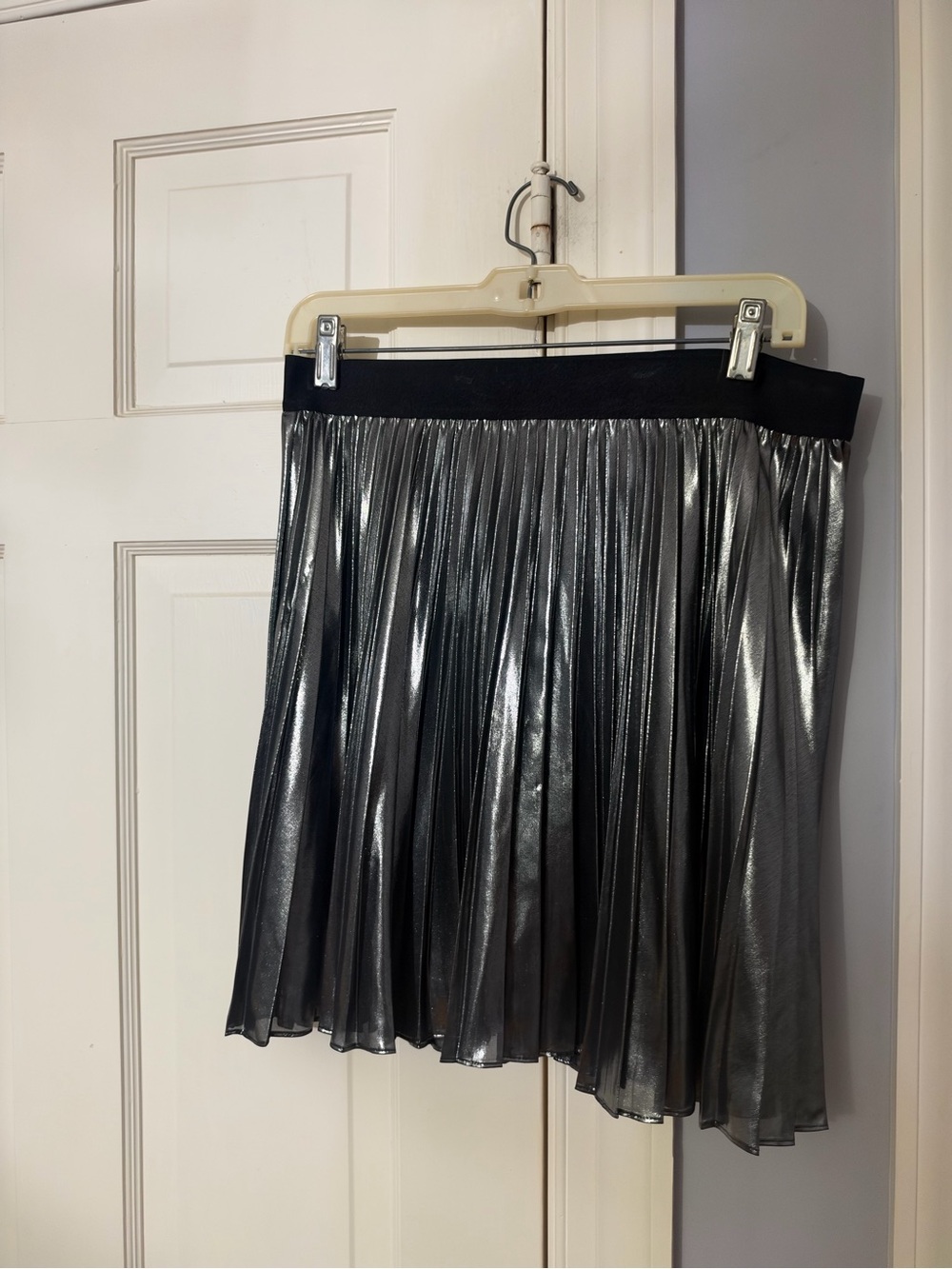 Express Metallic Silver Pleated Skirt - Women's